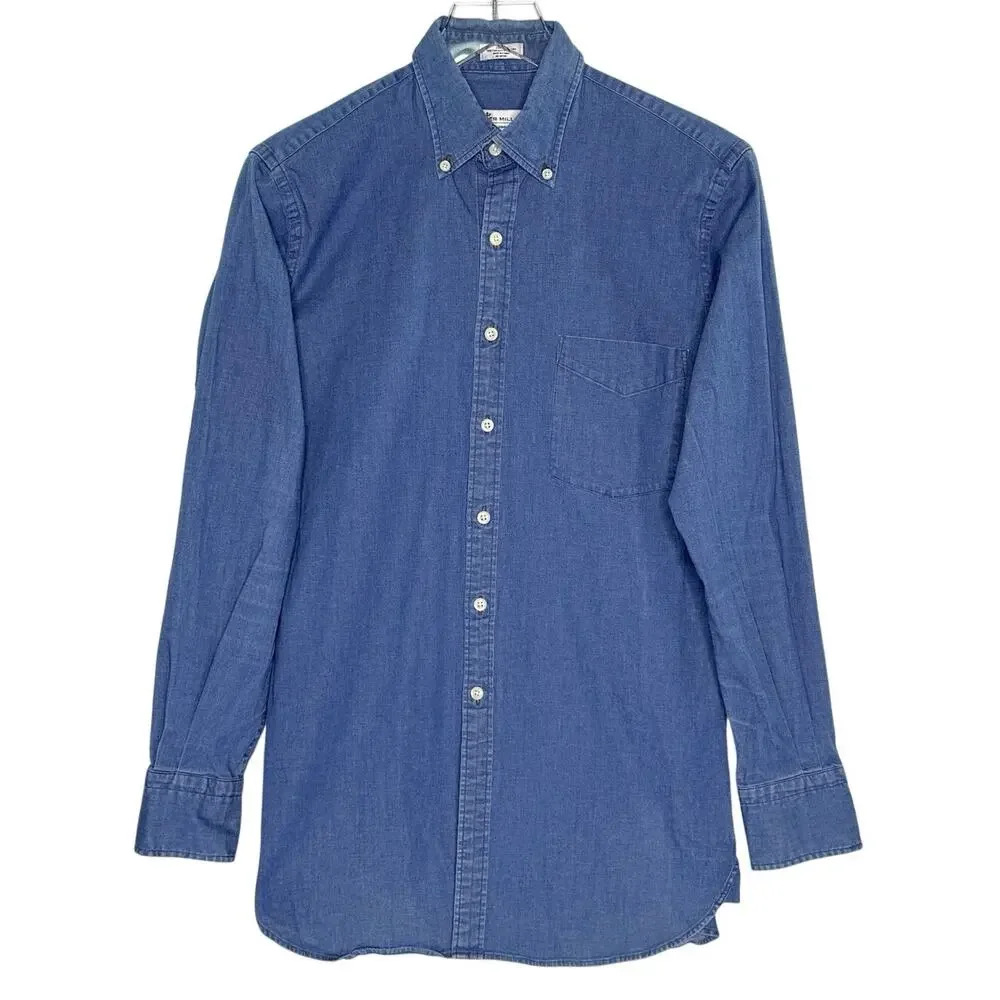 Peter Millar Crown Vintage Chambray Button Down Shirt S Mens Blue